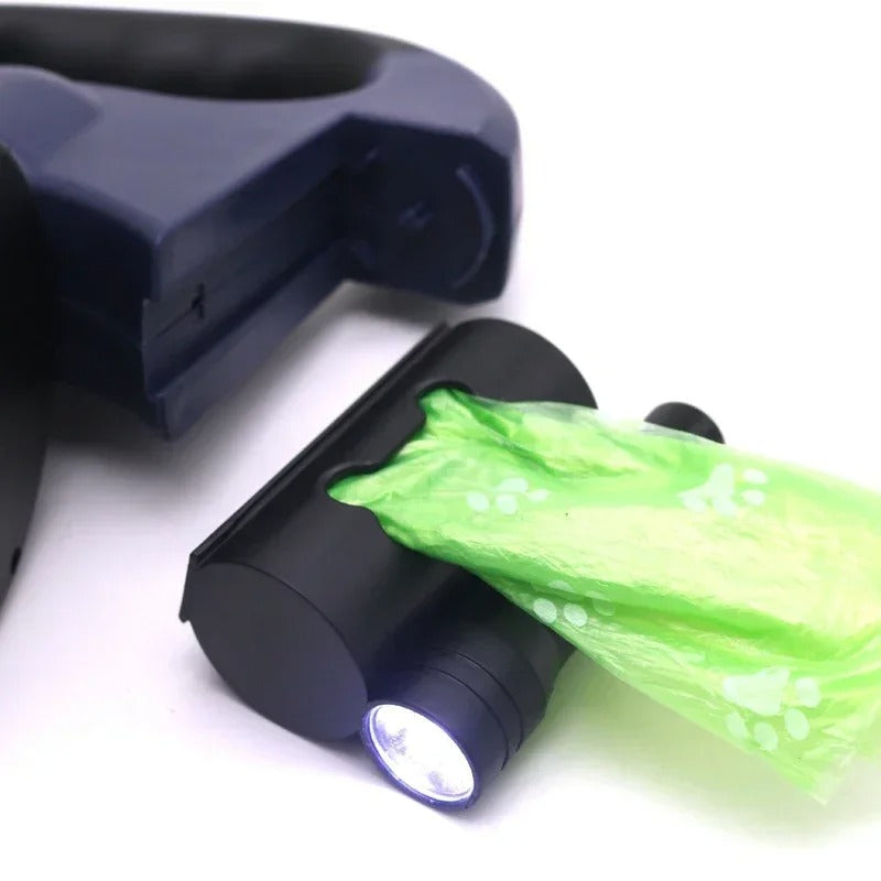 LumiLeash 2-i-1 Dobbelt Hundesnor med LED-lygte & Affaldsposeholder
