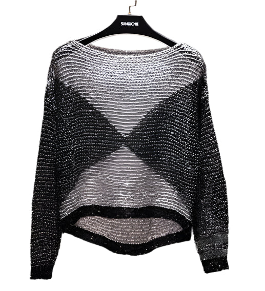 Ofelia - Glitrende Geometrisk Cropped Sweater