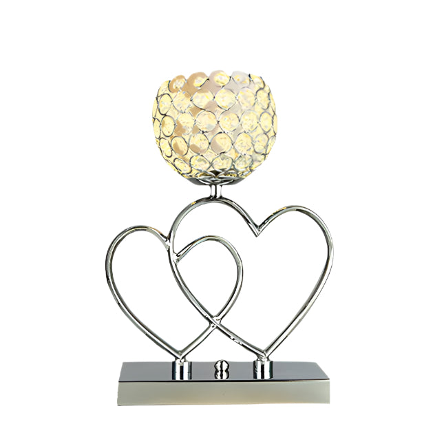 Amorette - Romantisk Krystalbordlampe med Dobbelt Hjerteform