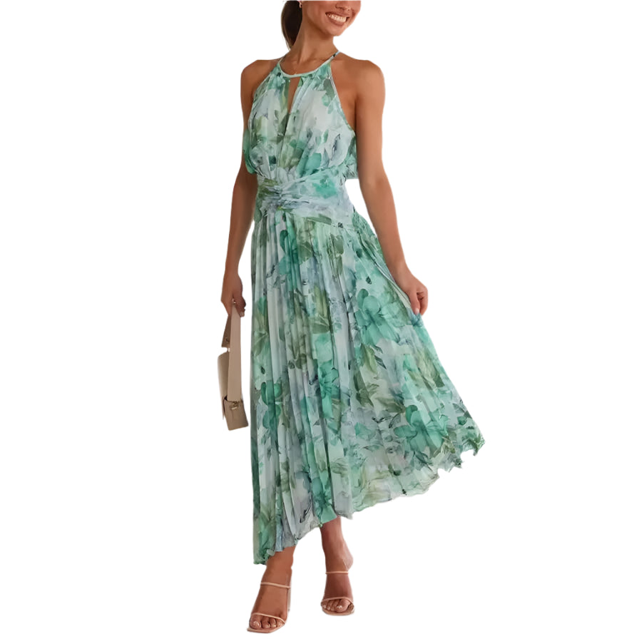Krishna - Elegant Blomsterprint Maxikjole til Sommerens Begivenheder