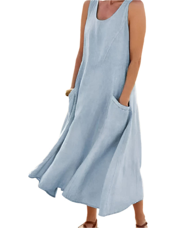 Bella - Enkel og Elegant Maxi Kjole i Hørlook