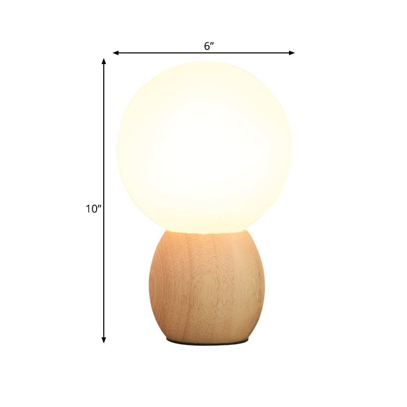 SoftLume Elegant Sengelampe – Naturligt Træ & Rund Glasskærm
