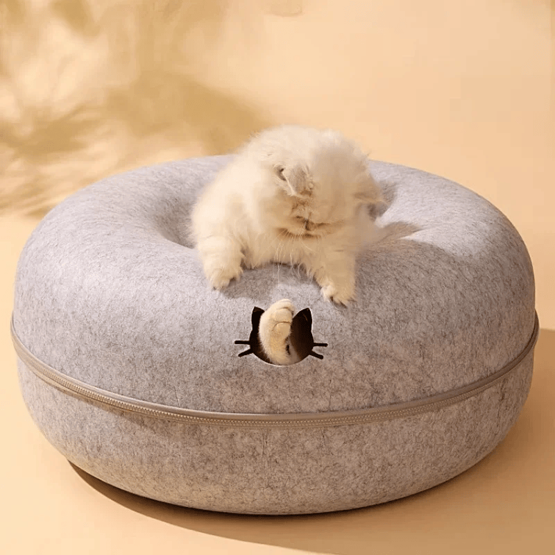 CozyNest -Komfortabel donut-formet filt-katteseng