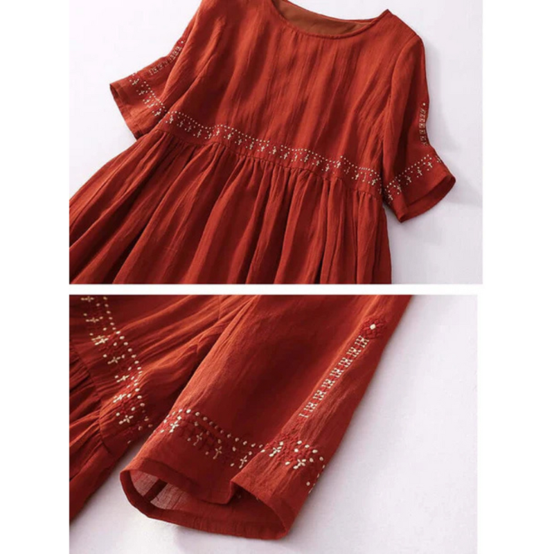Audrey - Boho Broderet Midikjole