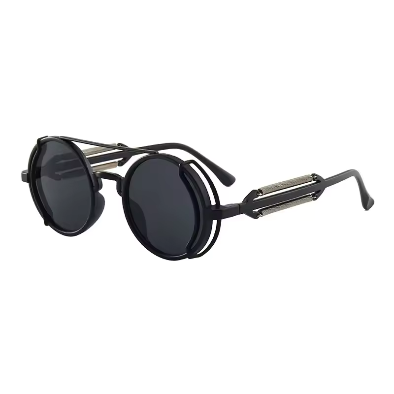 GearGaze - Steampunk-inspirerede runde metalsolbriller