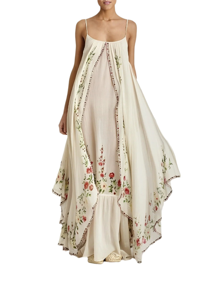 Astrid - Boho-inspireret Blomstrende Maxikjole