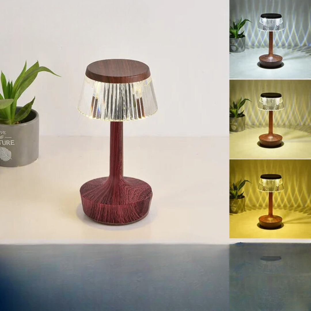 Genopladelig bordlampe i krystal