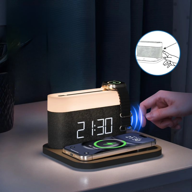 LumiCharge 15W Trådløs Oplader – Med Natlys & Alarmfunktion
