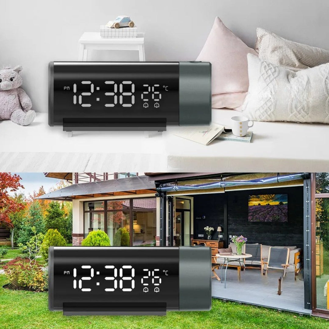 LED digitalt projektorur med termometer