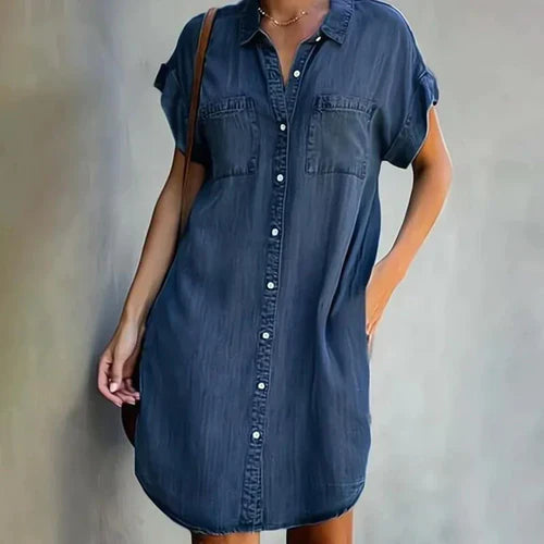 Olivia Denim Skjortekjole – Trendy & Komfortabel til Enhver Anledning