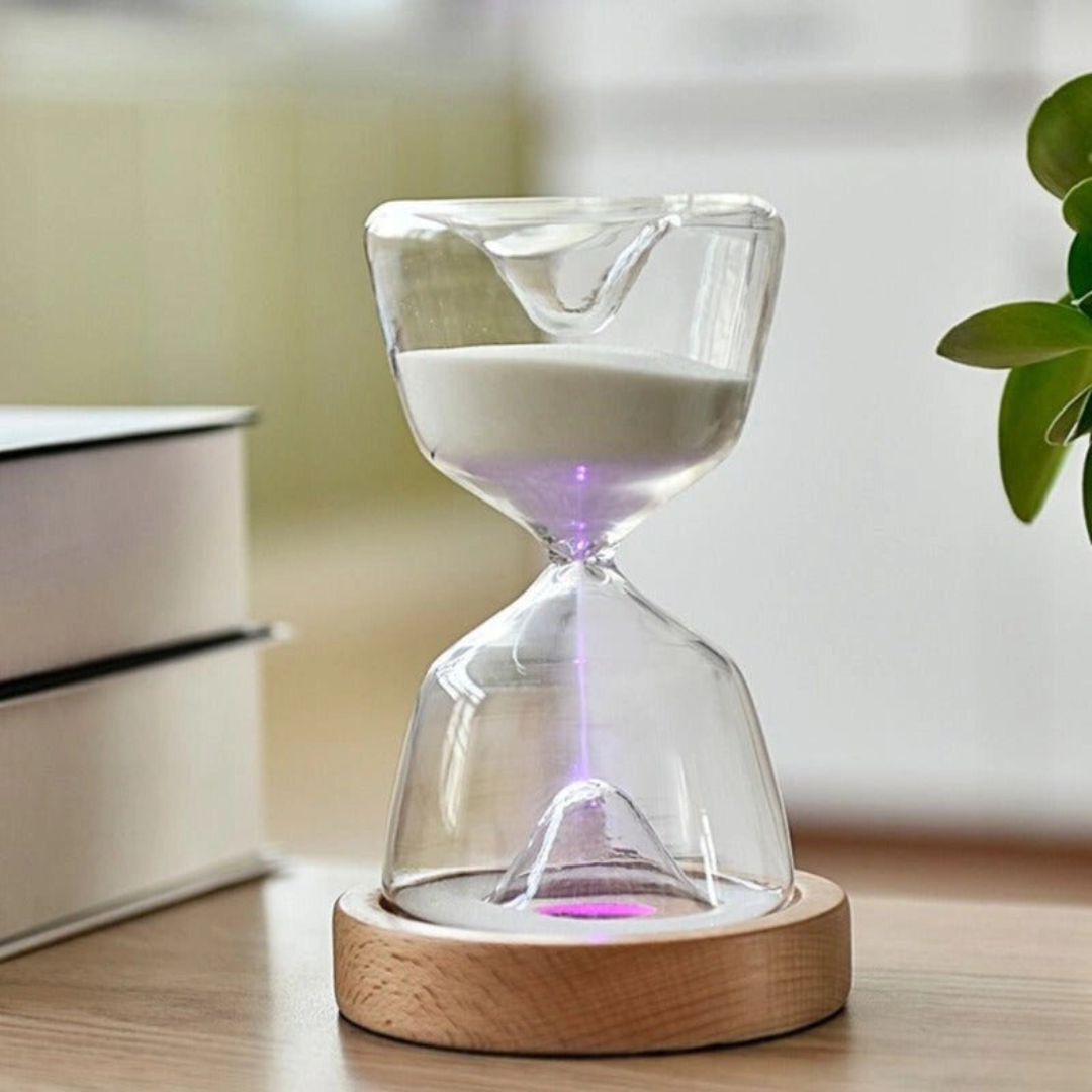 GlowTime Fjernstyret Timeglas – Magisk Tidsmåler med Flerfarvede LED-lys