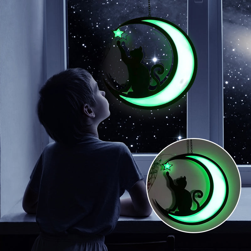 MysticPaws Kat & Halvmåne Lampe – Magisk Stemningslys til Hyggelig Indretning