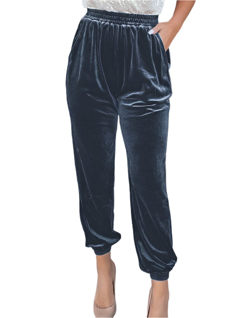 Sara - Komfortable Velour Joggers med Tapered Pasform