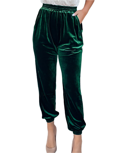 Sara - Komfortable Velour Joggers med Tapered Pasform