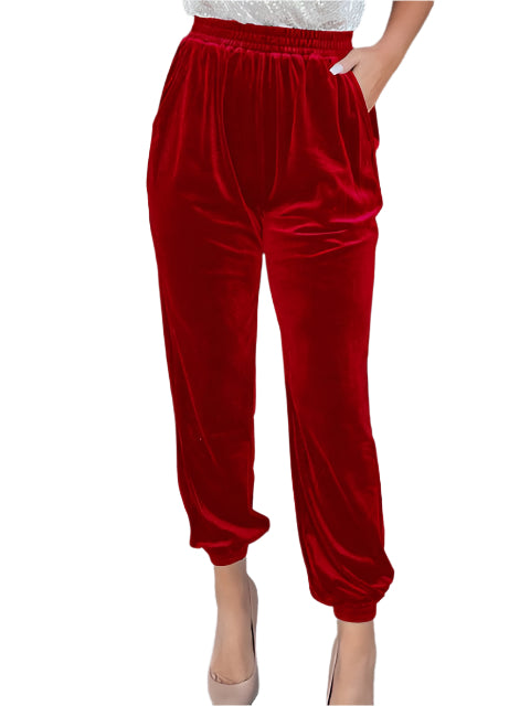 Sara - Komfortable Velour Joggers med Tapered Pasform