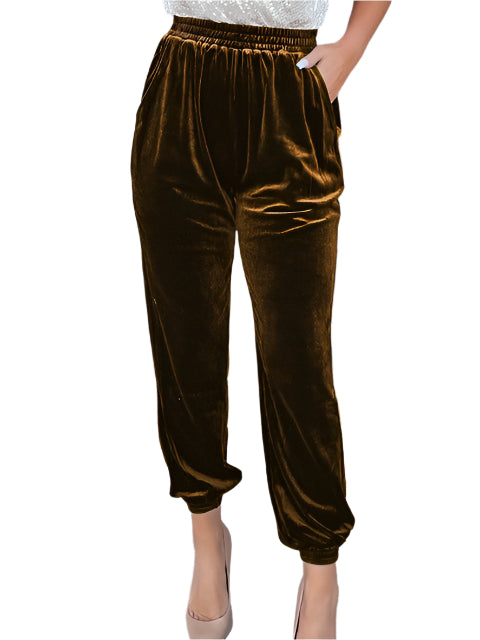Sara - Komfortable Velour Joggers med Tapered Pasform