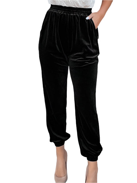 Sara - Komfortable Velour Joggers med Tapered Pasform
