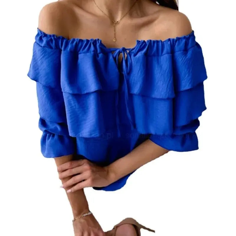 Matilda Chiffon Off-Shoulder Bluse