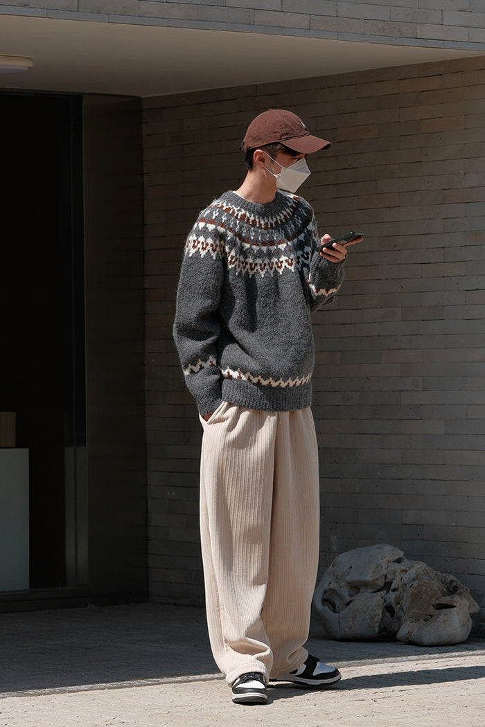 Hera - Fair Isle strik ribstrikket sweater