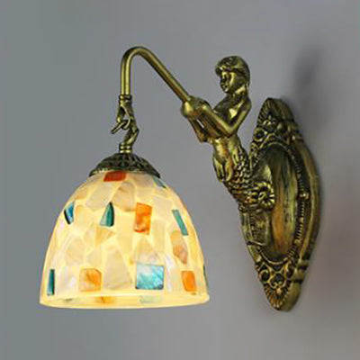 Mermaid'sLair - Elegant væglampe med indviklet mosaik- og havfruedesign