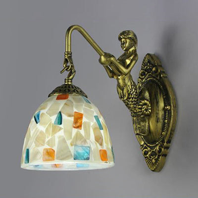 Mermaid'sLair - Elegant væglampe med indviklet mosaik- og havfruedesign