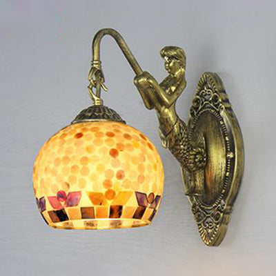 Mermaid'sLair - Elegant væglampe med indviklet mosaik- og havfruedesign