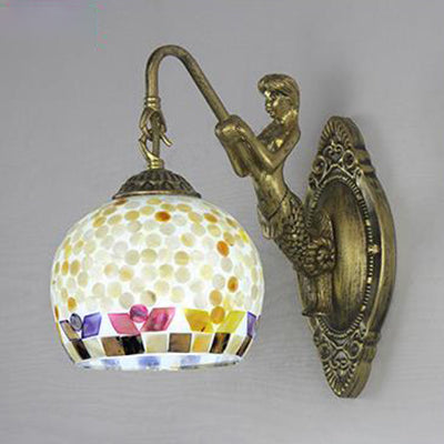 Mermaid'sLair - Elegant væglampe med indviklet mosaik- og havfruedesign