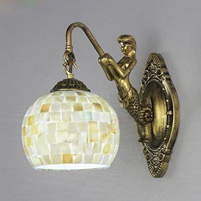 Mermaid'sLair - Elegant væglampe med indviklet mosaik- og havfruedesign