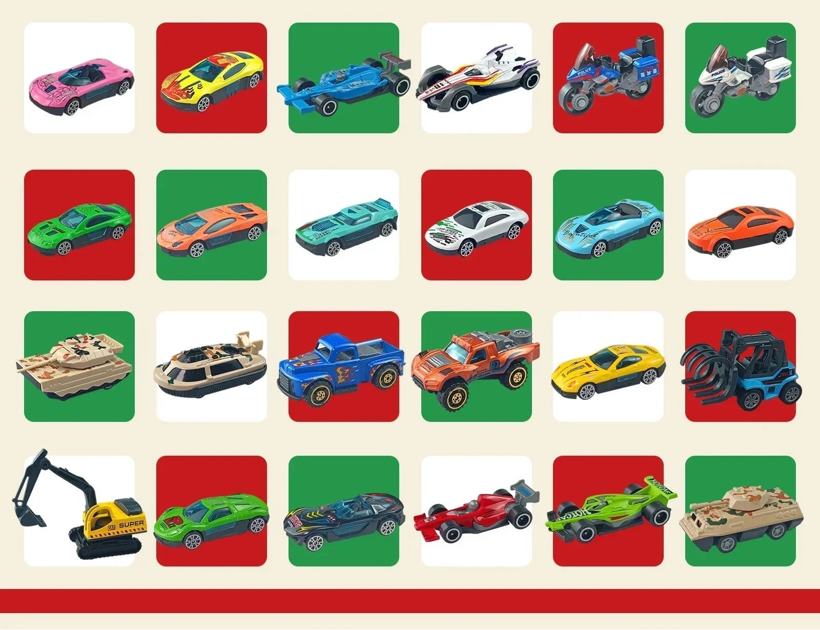 24 dele julegaver adventskalender legering model Diecast bil sæt