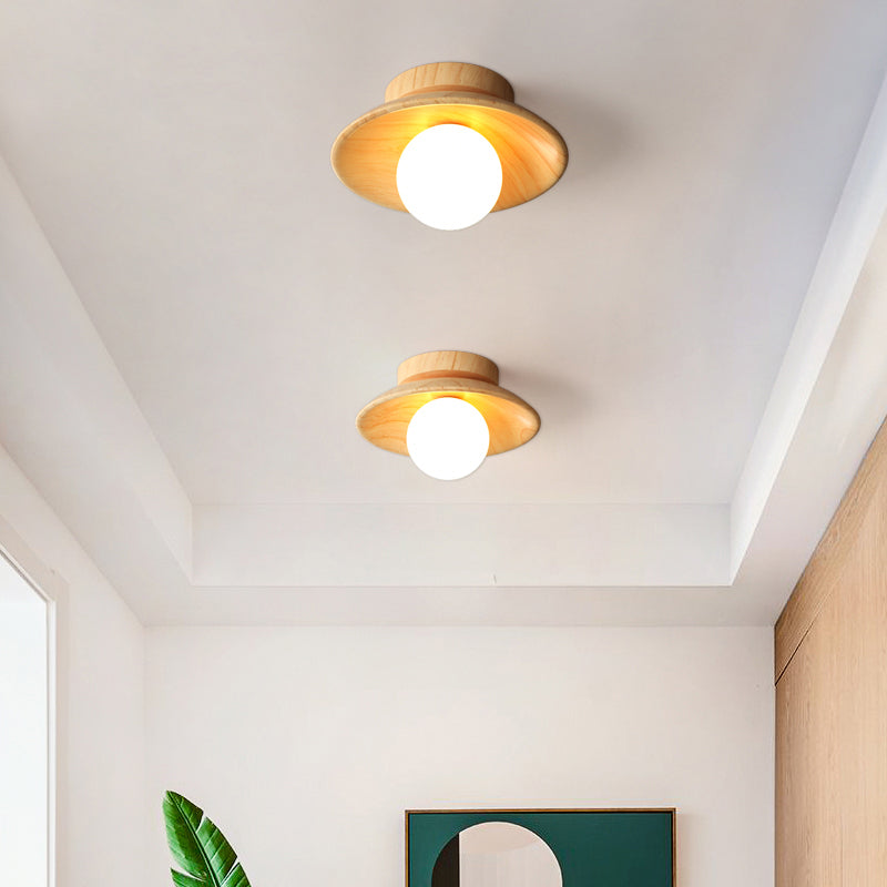 CeilingLight - Mid-century moderne træ- og Globe-indbygningsbeslag