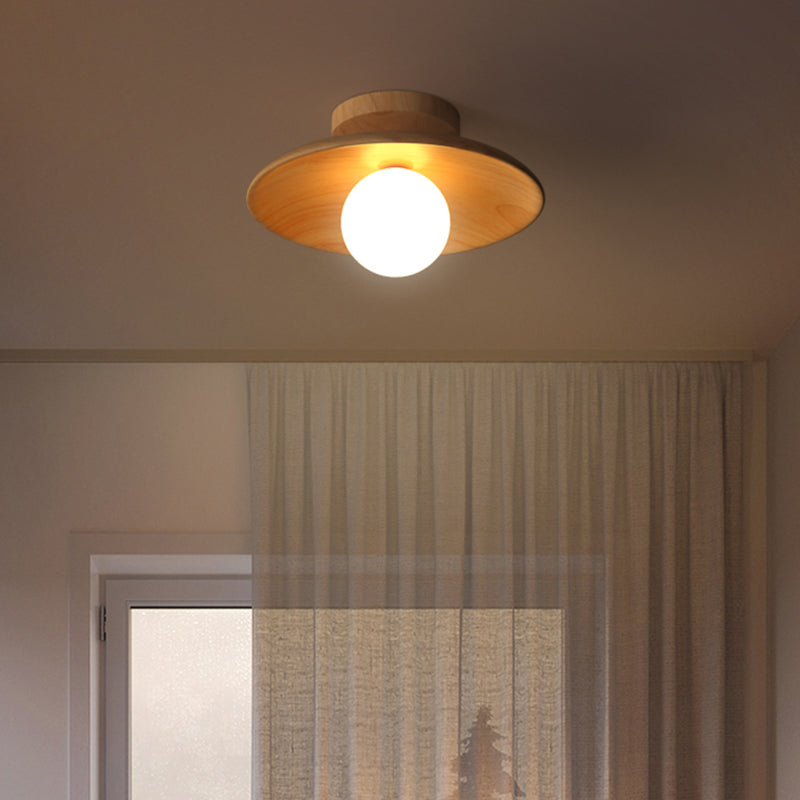 CeilingLight - Mid-century moderne træ- og Globe-indbygningsbeslag