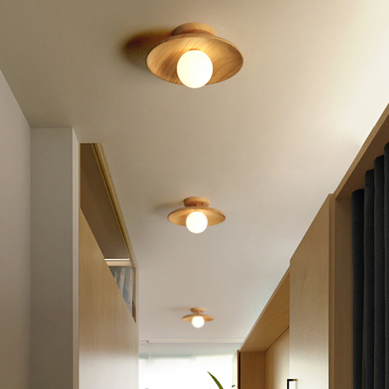 CeilingLight - Mid-century moderne træ- og Globe-indbygningsbeslag