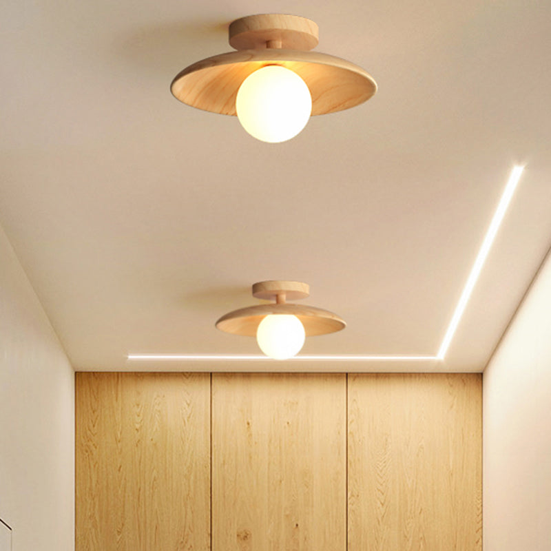 CeilingLight - Mid-century moderne træ- og Globe-indbygningsbeslag