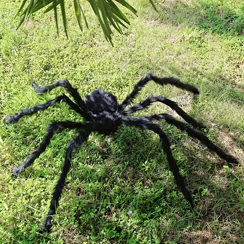 DarkCrawl Kæmpe Edderkop 150 cm – Sort Halloween Dekoration til Hus og Have