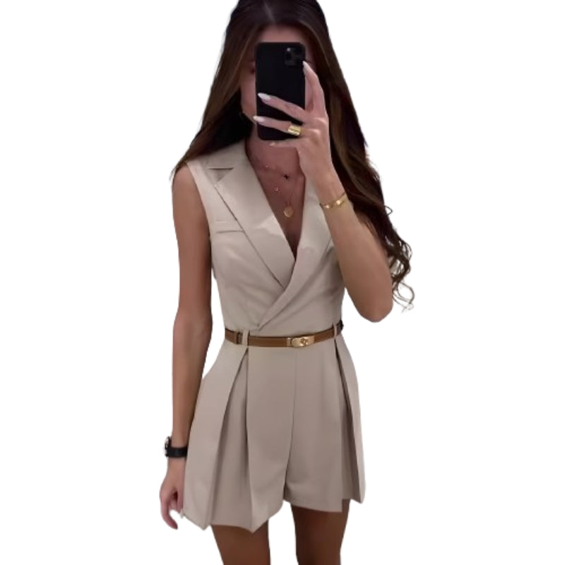 Frida - Elegant Bælte-Shortsdragt til Kvinder