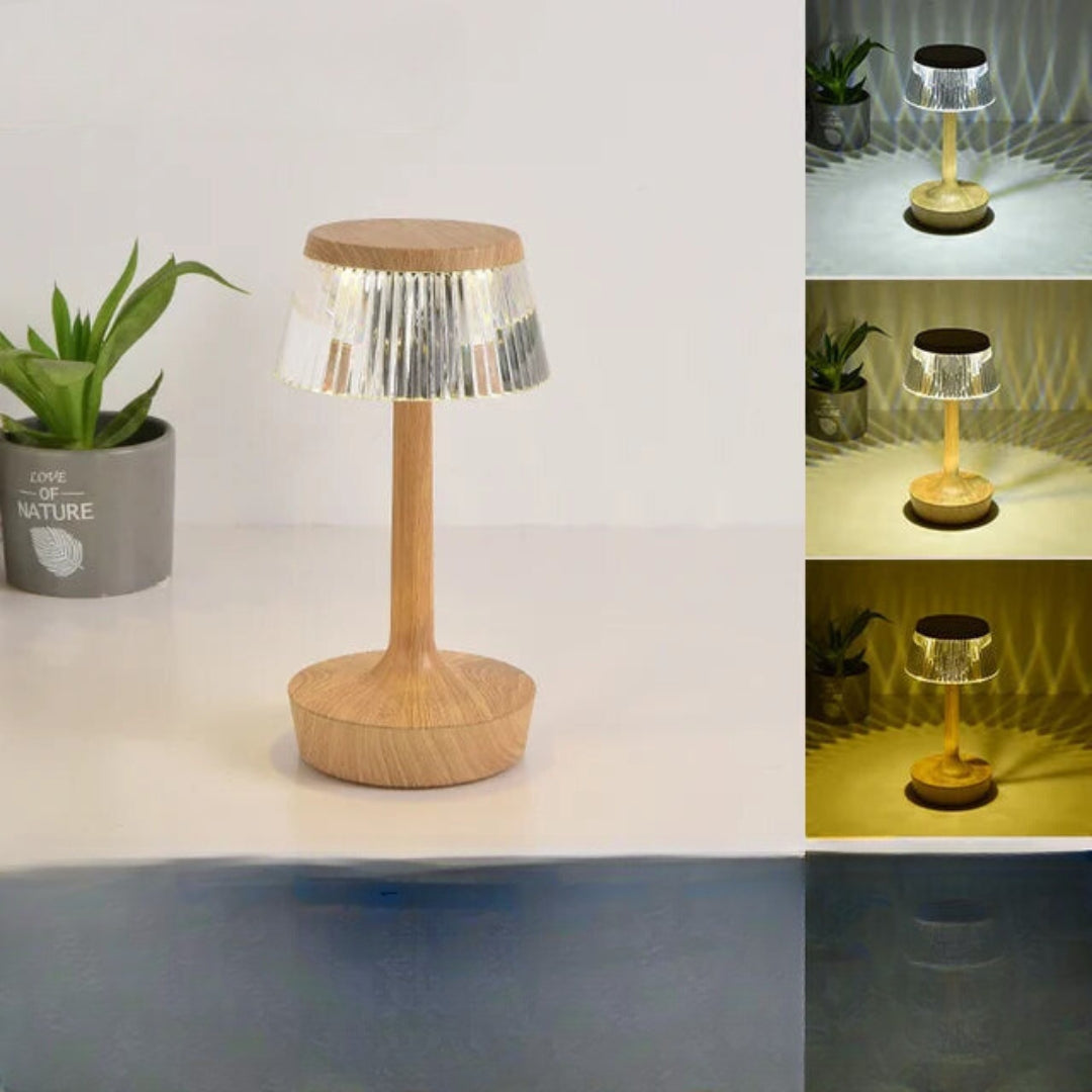 Genopladelig bordlampe i krystal