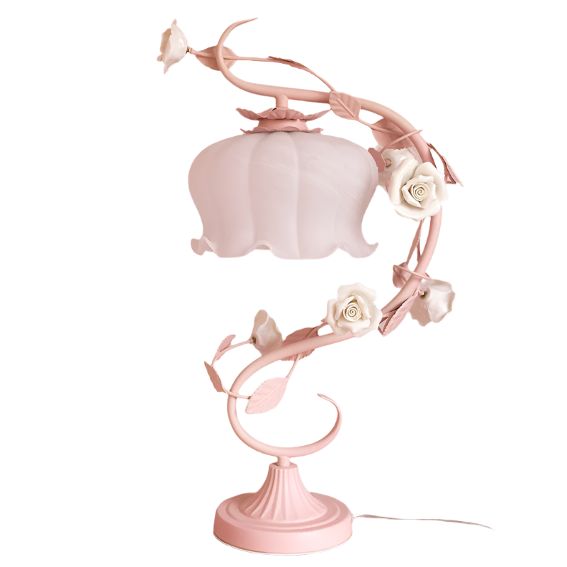 RoseGlow – Elegant Bordlampe med Roseninspireret Design