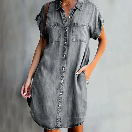Olivia Denim Skjortekjole – Trendy & Komfortabel til Enhver Anledning