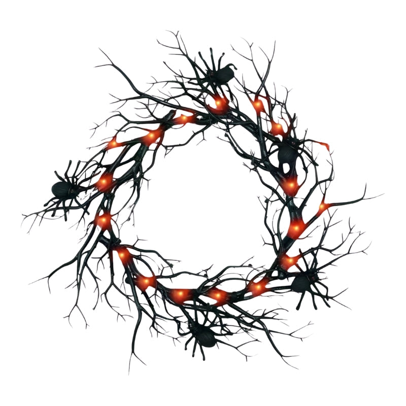 SpiderSpook LED Halloweenkrans – Vampyr- & Edderkop‑Dekoration til døre & vinduer