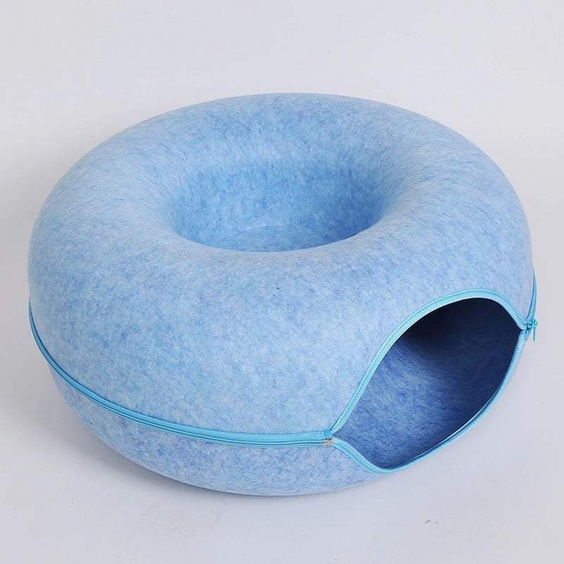 CozyNest -Komfortabel donut-formet filt-katteseng