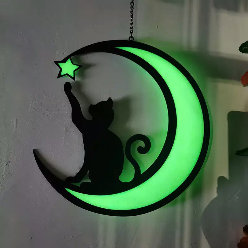MysticPaws Kat & Halvmåne Lampe – Magisk Stemningslys til Hyggelig Indretning