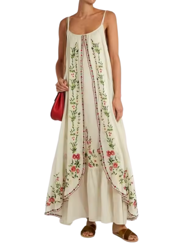 Astrid - Boho-inspireret Blomstrende Maxikjole
