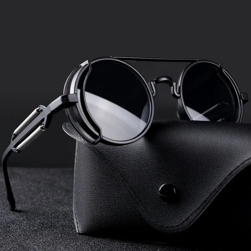 GearGaze - Steampunk-inspirerede runde metalsolbriller