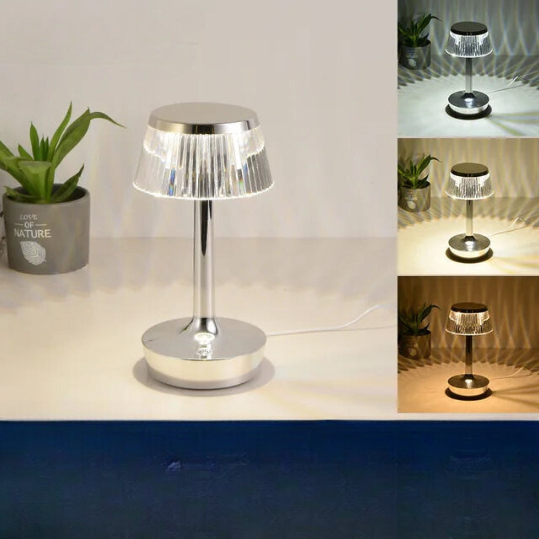 Genopladelig bordlampe i krystal