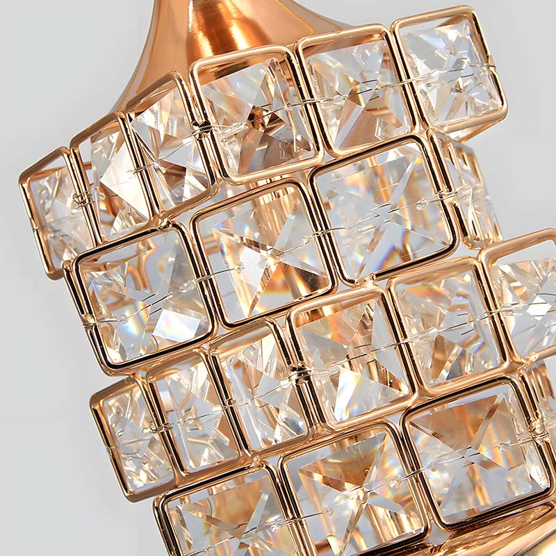 CrystGlow - Guld Krystal-inspireret sengelampe