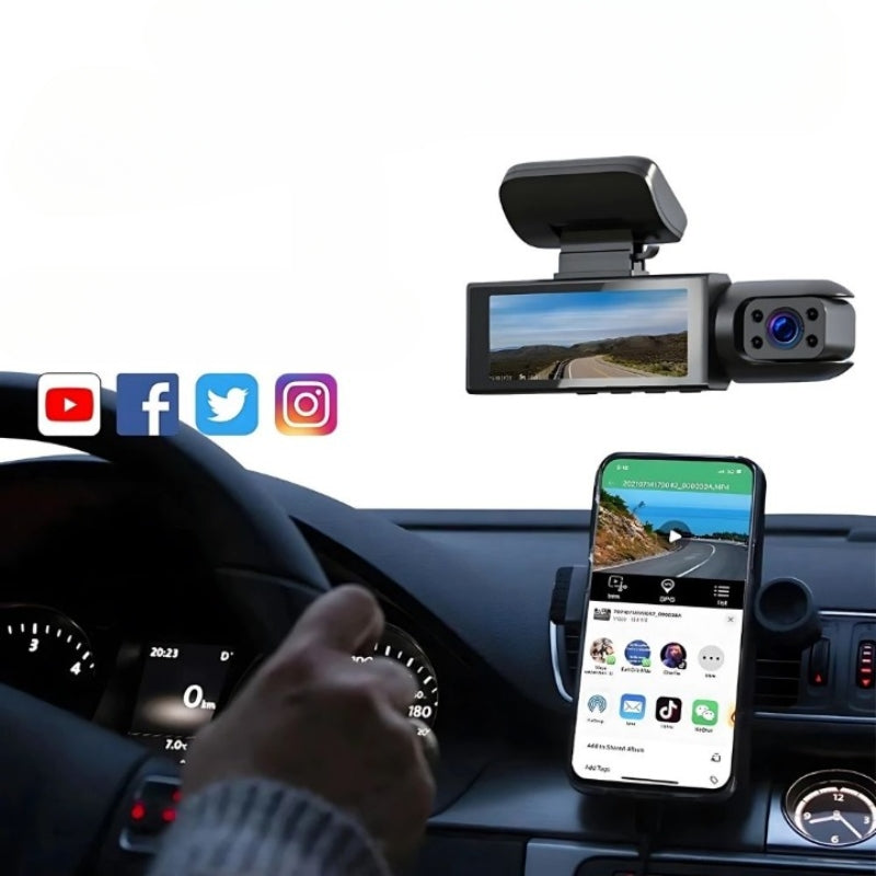 RoadGuard Pro - Dashcam med Dobbelt Linse, 24-Timers Parkeringsovervågning og Kollisionsregistrering