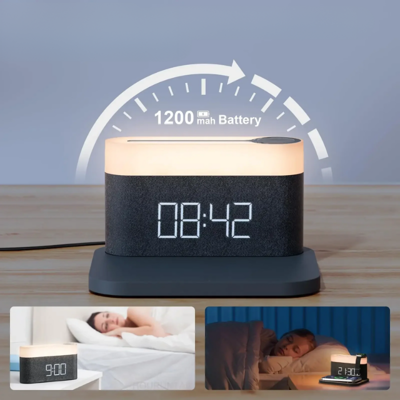 LumiCharge 15W Trådløs Oplader – Med Natlys & Alarmfunktion