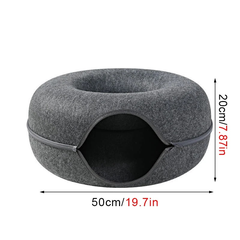 CozyNest -Komfortabel donut-formet filt-katteseng