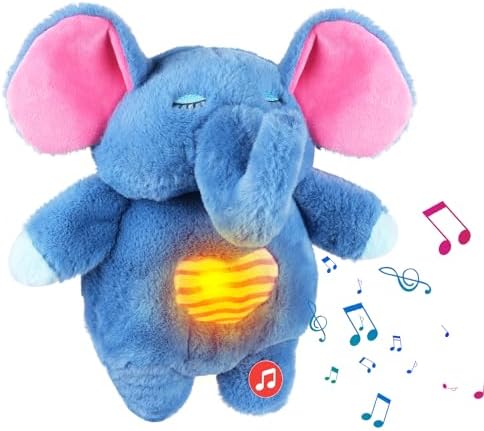 Sovetryg Plys Elefant – Beroligende Bamse med Åndedræt, Lys og Lyd