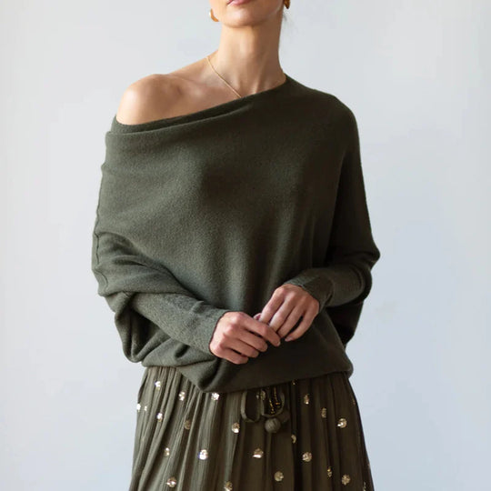 Larina - Overdimensioneret draperet sweater med rund hals